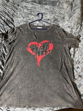 Maurices Black Short Sleeve Tee with Red Graphic Heart